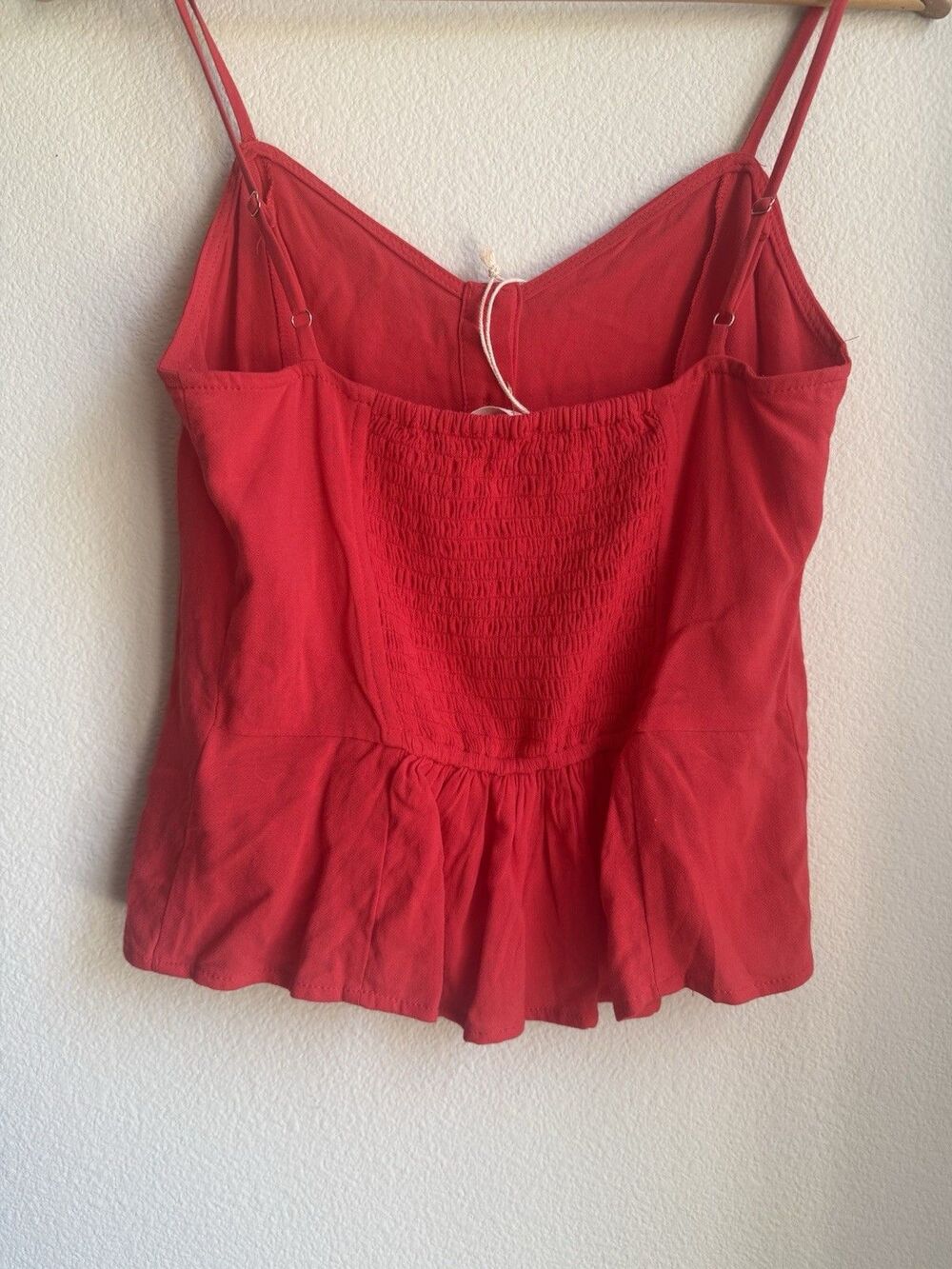 Lovestitch Red Shirt Small NWT Spaghetti Strap Button Down Cami Romantic - Picture 9 of 15